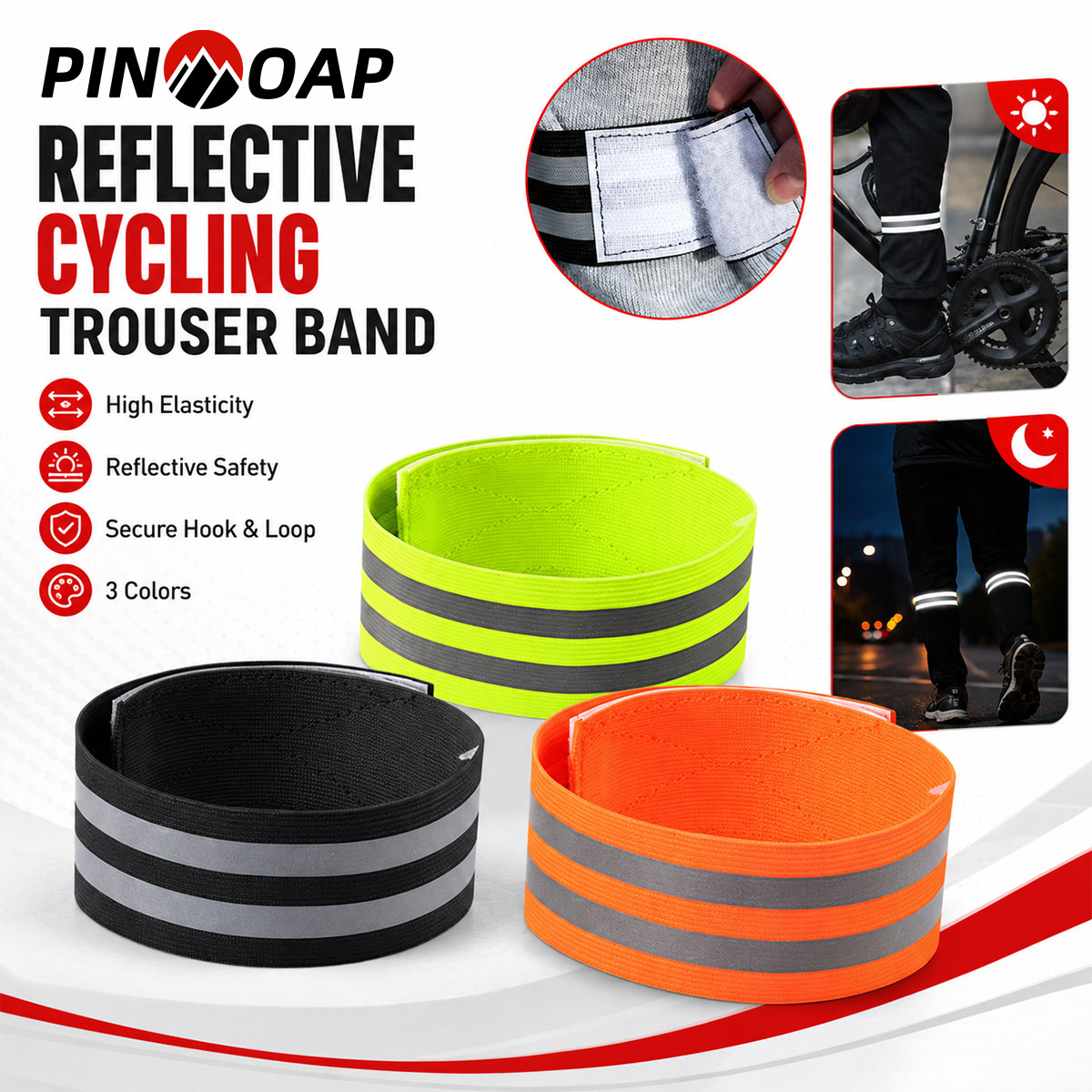 Cycling Gear Brands - PINMOAP 1/2PCS Correa Reflectante para Pantalones